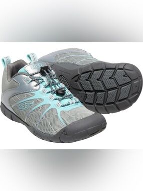Keen Kids Gray and Aqua Water Shoes with Bungee Lacing